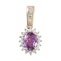 Luxoro 10K Yellow Gold AAA Purple Sapphire and Diamond Halo Pendant 1.00 ctw - Sticky add to cart bar