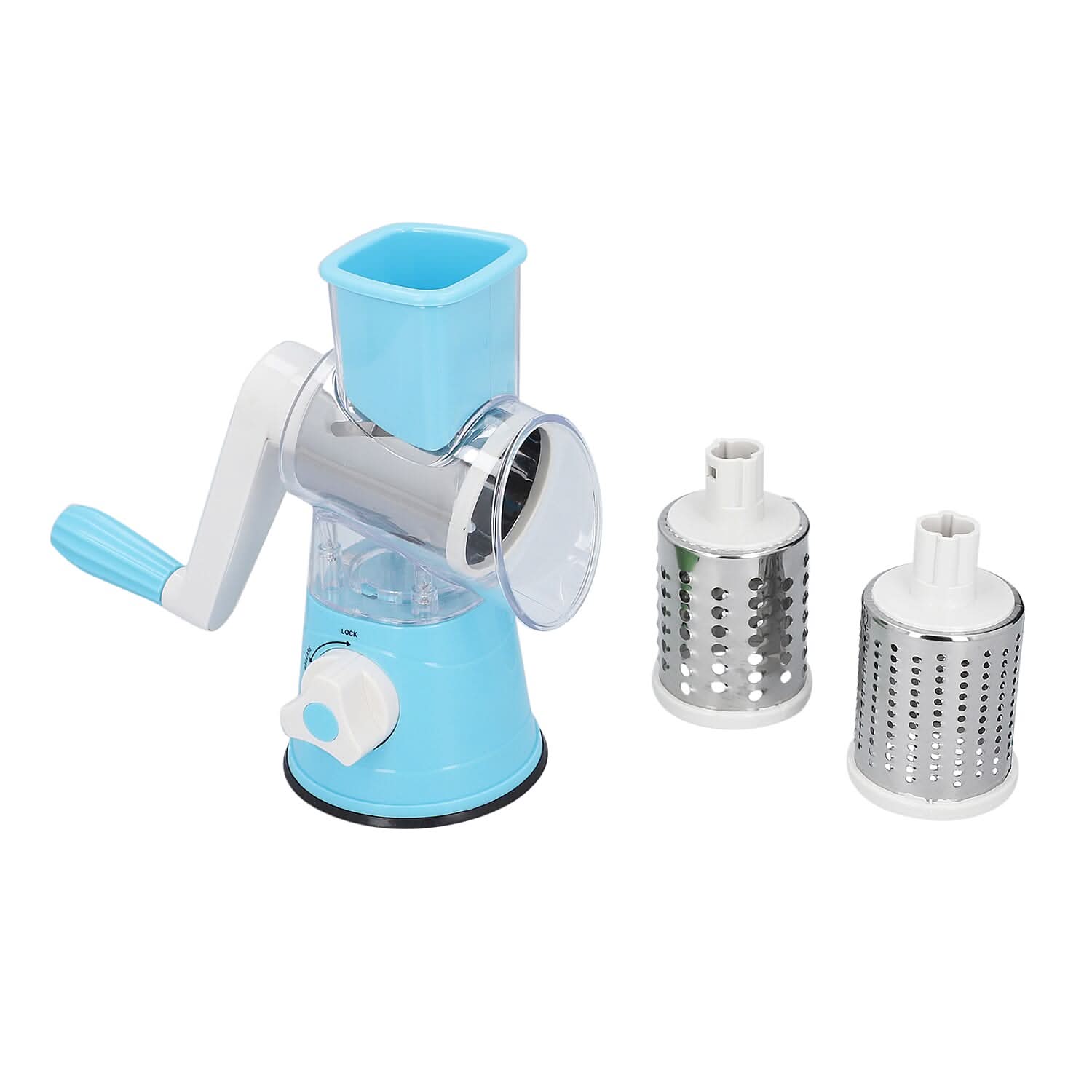 HOMESMART Blue - Vegetable and Fruit Slicer with Interchangeable Stainless Steel Drum Blades (9.84"x9.06")