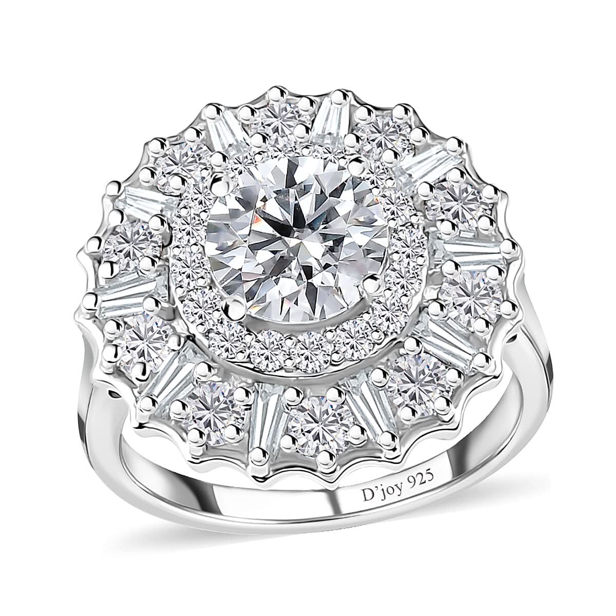 Moissanite Floral Ring in Platinum Over Sterling Silver 2.50 ctw
