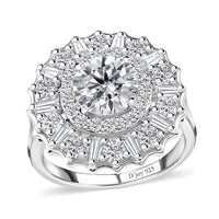Moissanite Floral Ring in Platinum Over Sterling Silver 2.50 ctw