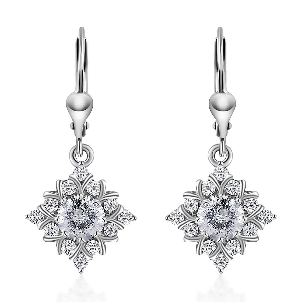 Moissanite Dangling Earrings in Platinum Over Sterling Silver 1.50 ctw
