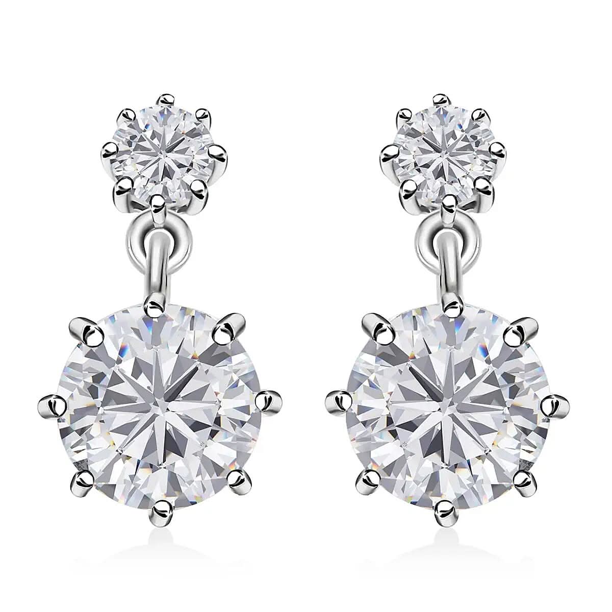 Moissanite Dangling Earrings in Platinum Over Sterling Silver 2.65 ctw
