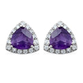 Amethyst and Simulated Diamond Earrings in Silvertone 1.50 ctw - Sticky add to cart bar