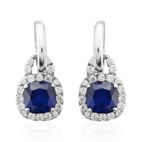 Simulated Blue and White Diamond Earrings in Silvertone 3.10 ctw
