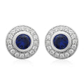 Simulated Blue and White Diamond Earrings in Silvertone 2.10 ctw - Sticky add to cart bar