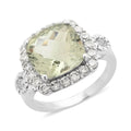 Montezuma Prasiolite and Simulated Diamond Ring in Platinum Over Sterling Silver (Size 9.0) 1.85 ctw - Sticky add to cart bar