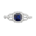 Simulated Blue and White Diamond Brooch in Sterling Silver 2.40 ctw - Sticky add to cart bar
