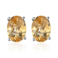 Brazilian Citrine Solitaire Stud Earrings in Platinum Over Sterling Silver 2.25 ctw