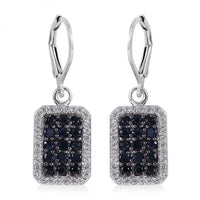 Premium Kanchanaburi Blue Sapphire and White Zircon Earrings in Platinum Over Sterling Silver 2.10 ctw