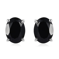 Thai Black Spinel Solitaire Stud Earrings in Platinum Over Sterling Silver 3.10 ctw