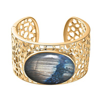 Karis Malagasy Labradorite Cuff Bracelet in 18K YG Plated (6.50 In) 70.85 ctw