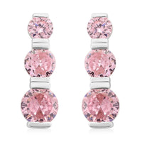 Simulated Pink Diamond Earrings in Sterling Silver 2.00 ctw