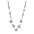 Moissanite Starburst Station Necklace 18 Inches in Platinum Over Sterling Silver 1.90 ctw - Sticky add to cart bar