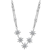 Moissanite Starburst Station Necklace 18 Inches in Platinum Over Sterling Silver 1.90 ctw