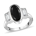 Australian Black Tourmaline, Moissanite Ring in Platinum Over Sterling Silver (Size 5.0) 3.15 ctw - Sticky add to cart bar