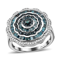 Natural Champagne and White Diamond Cocktail Ring in Vermeil RG Over Sterling Silver 1.50 ctw