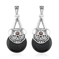 Sajen Silver AAA Black Onyx and Mozambique Garnet Earrings in Platinum Over Sterling Silver 11.30 ctw - Sticky add to cart bar
