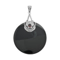 Sajen Silver AAA Black Onyx and Mozambique Garnet Pendant in Platinum Over Sterling Silver 100.90 ctw - Sticky add to cart bar