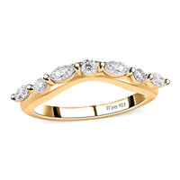 Moissanite Chevron Band Ring in Vermeil Yellow Gold Over Sterling Silver 0.35 ctw