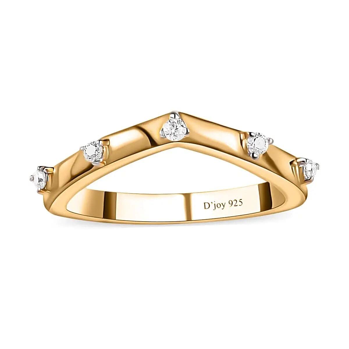 Moissanite Chevron Band Ring in Vermeil Yellow Gold Over Sterling Silver (Size 5.0) 0.05 ctw