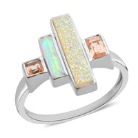 Sajen Silver AAA Snow Drusy Quartz, Multi Gemstone Ring in Platinum Over Sterling Silver (Size 9.0) 3.00 ctw