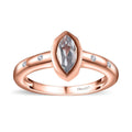 Sky Blue Topaz, Moissanite Ring in Vermeil RG Over Sterling Silver (Size 6.0) 0.65 ctw - Sticky add to cart bar