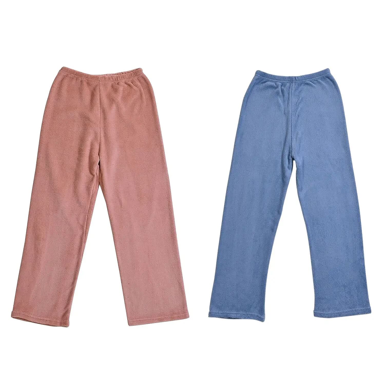 Tamsy Pink Coral Fleece Set of 2 Pants - One Size Fits Most