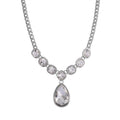 Simulated White Magic Color Quartz Drop Necklace (19.5-21.5Inches) in Silvertone - Sticky add to cart bar