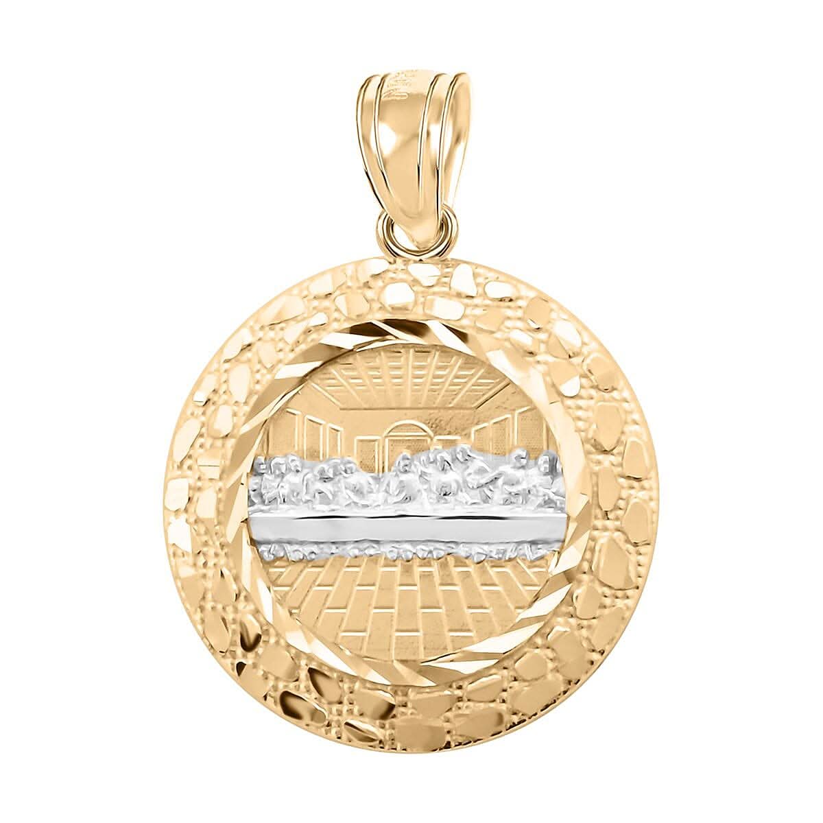 Made in America 10K Yellow and White Gold The Last Supper Medallion Pendant 2.50 Grams