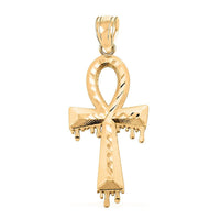 Made in America 10K Yellow, White and Rose Gold Ankh Pendant 2.20 Grams