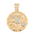 Made in America 10K Yellow and White Gold Round Lucky Charm Pendant 1.4 Grams - Sticky add to cart bar