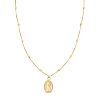 14K Yellow Gold Beaded Virgin Mary Chain Necklace 18 Inches 2.70 Grams