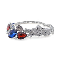 Multi Glass and Austrian Crystal Bracelet in Silvertone (7.50 In)