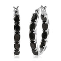 D'Joy Elite Shungite Hoop Earrings, Shungite Hoops, Sterling Silver Hoop Earrings, Silver Hoops, Latch Back Hoops, Hoops For Women 4.25 ctw - Sticky add to cart bar