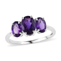 Doorbuster African Amethyst 3 Stone Ring in Sterling Silver (Size 10.0) 1.50 ctw - Sticky add to cart bar