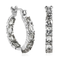 Doorbuster African Amethyst Hoop Earrings in Stainless Steel 5.35 ctw