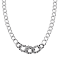 Black and White Austrian Crystal and Enameled Cuban Link Chain Necklace (20-22 Inches) in Silvertone - Sticky add to cart bar