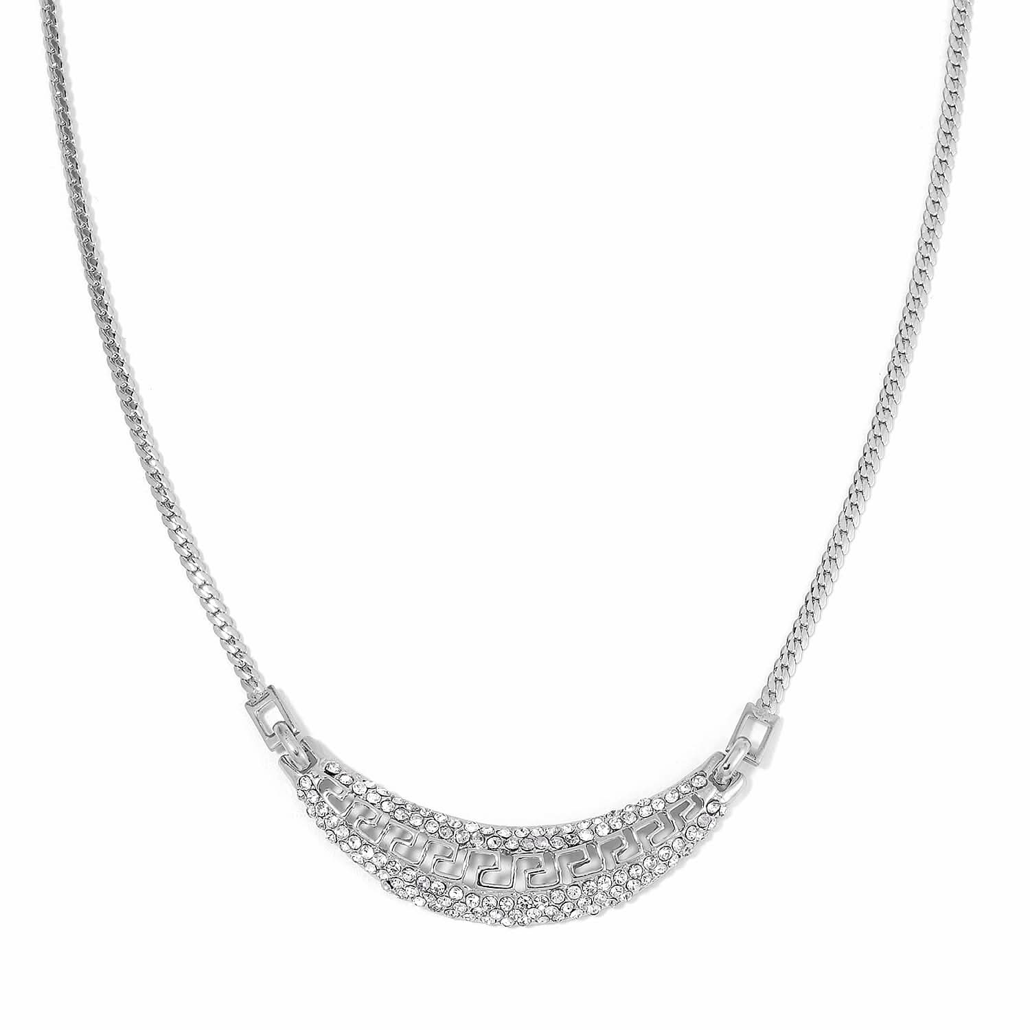 Austrian Crystal Half Moon Necklace in Slivertone (20-22 Inches)