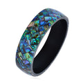 Abalone Inlay Shell With Black Resin Bangle Bracelet (7.50 in) - Sticky add to cart bar