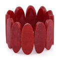 Red Coral Inlay Stretch Bracelet with Matching Color Resin (7.50 in) - Sticky add to cart bar