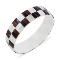 Shell Inlay with White Resin Bangle Bracelet (7.50 In)