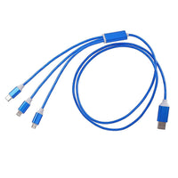 2pcs Set 3 in 1 Light Moving Charging Cable - Blue (47.24")