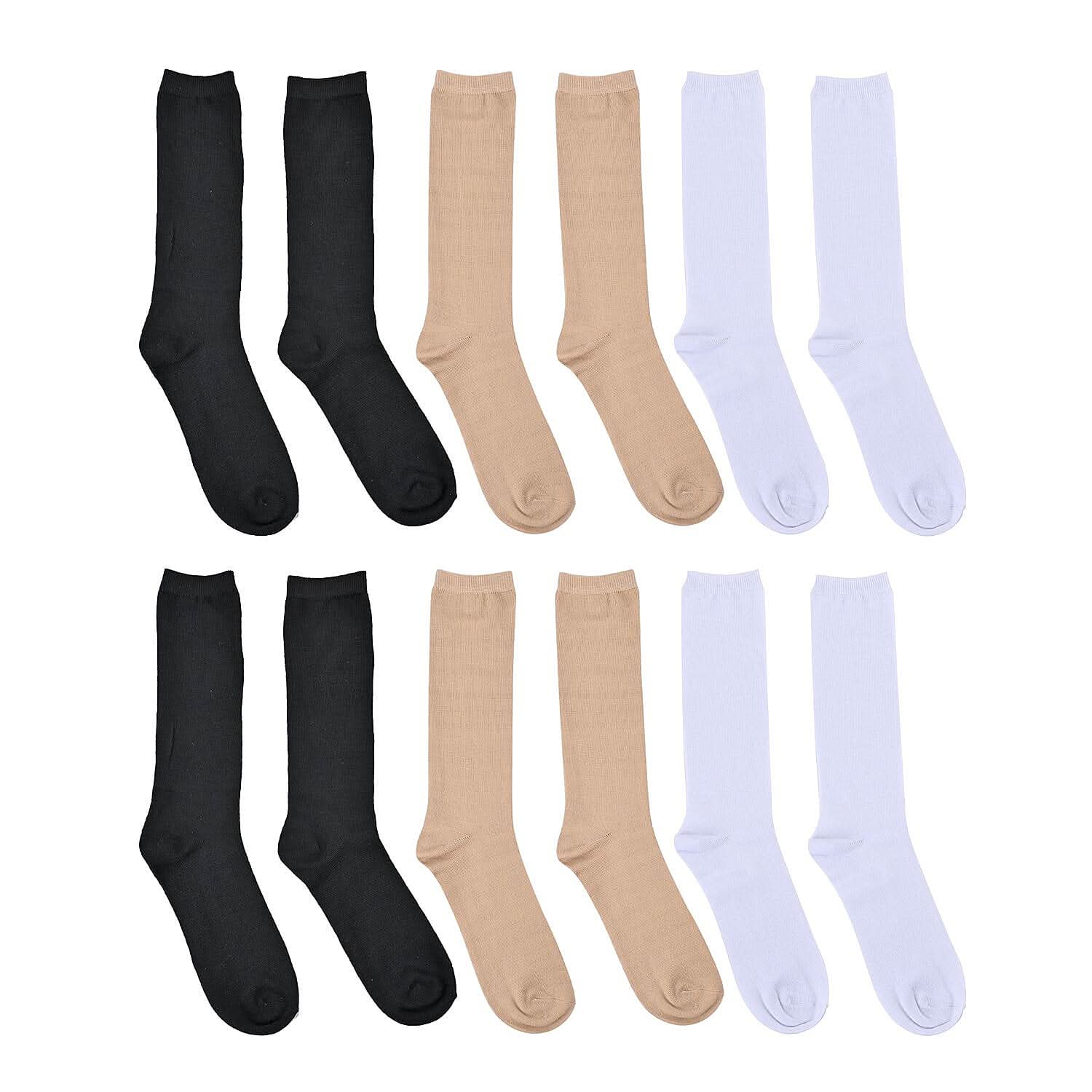 Set of 6 Multi Color Pair Calf Socks