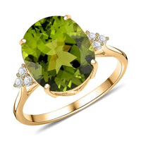 Certified & Appraised Luxoro 10K Yellow Gold AAA Peridot, Diamond (G-H, SI) Ring (Size 10.0) 5.00 ctw