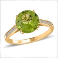 Certified and Appraised Luxoro 10K YG AAA Peridot and G-H SI Diamond Ring 4.20 ctw - Sticky add to cart bar