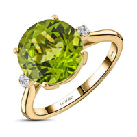Certified & Appraised Luxoro 10K Yellow Gold AAA Peridot, Diamond (G-H, SI) Ring (Size 10.0) 4.10 ctw