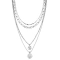 Set of 4 Multi Strand Coin Charm Link Chain Necklace (16, 18, 20, 22 Inches) in Stainless Steel - Sticky add to cart bar