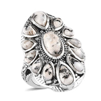 Artisan Crafted White Buffalo Ring in Sterling Silver 5.50 ctw