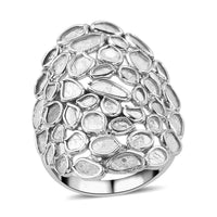 Polki Diamond Ring in Platinum Over Sterling Silver 2.00 ctw