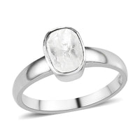 Polki Diamond Solitaire Ring in Platinum Over Sterling Silver 0.25 ctw